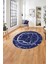 Çerçeveli Mermer Deseneli Yıkanabilir Kaymaz Yuvarlak Salon Halısı, Çerçeveli-Y-64-Lacivert, 1