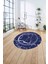 Çerçeveli Mermer Deseneli Yıkanabilir Kaymaz Yuvarlak Salon Halısı, Çerçeveli-Y-64-Lacivert, 4