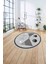 Çerçeveli Üçgen Desenli Yıkanabilir Kaymaz Yuvarlak Salon Halısı, Çerçeveli-Y-84-Gri, 4