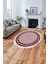 Çerçeveli Kenar Çizgili Model Yıkanabilir Kaymaz Yuvarlak Salon Halısı, Çerçeveli-Y-55-Kırmızı, 2