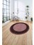 Çerçeveli Çizgi Detaylı Modern Yıkanabilir Kaymaz Yuvarlak Salon Halısı, ÇERÇEVELİ-Y-101-BORDO, 4