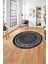 Çerçeveli Hitit Model Yıkanabilir Kaymaz Yuvarlak Salon Halısı, Çerçeveli-Y-71-Antrasit, 1