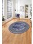 Çerçeveli Klasik Modern Baskılı Yıkanabilir Kaymaz Yuvarlak Salon HALISI,ÇERÇEVELİ-Y-106-LACİVERT, 1
