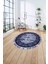 Çerçeveli Otantik Desen Detay Yıkanabilir Kaymaz Yuvarlak Salon Halısı, ÇERÇEVELİ-Y-115-LACİVERT, 4