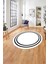 Çerçeveli Geçişli Çizgi Detaylı Yıkanabilir Kaymaz Yuvarlak Salon Halısı, Çerçeveli-Y-54-Beyaz, 1