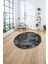 Çerçeveli Sade Modern Baskılı Yıkanabilir Kaymaz Yuvarlak Salon Halısı, ÇERÇEVELİ-Y-104-ANTRASİT, 4