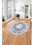 Çerçeveli Otantik Desen Yıkanabilir Kaymaz Yuvarlak Salon Halısı, Çerçeveli-Y-76-Lacivert, 1