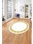 Çerçeveli Sade Vektörel Model Yıkanabilir Kaymaz Yuvarlak Salon Halısı, Çerçeveli-Y-98-Sarı, 1
