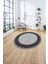 Çerçeveli Çizgi Detaylı Modern Yıkanabilir Kaymaz Yuvarlak Salon Halısı, ÇERÇEVELİ-Y-101-GRİ, 4