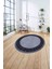 Çerçeveli Çizgi Detaylı Modern Yıkanabilir Kaymaz Yuvarlak Salon HALISI,ÇERÇEVELİ-Y-101-LACİVERT, 4