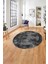Çerçeveli Sade Modern Baskılı Yıkanabilir Kaymaz Yuvarlak Salon Halısı, ÇERÇEVELİ-Y-104-ANTRASİT, 1