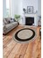 Baskılı Çerçeveli Düz Model Yıkanabilir Kaymaz Yuvarlak Salon Halısı, Çerçeveli-Y-60-Kahve, 2
