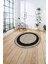 Baskılı Çerçeveli Düz Model Yıkanabilir Kaymaz Yuvarlak Salon Halısı, Çerçeveli-Y-60-Kahve, 4