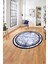 Çerçeveli Sade Modern Baskılı Yıkanabilir Kaymaz Yuvarlak Salon Halısı, Çerçeveli-Y-80-Lacivert, 1