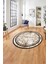 Çerçeveli Sade Modern Baskılı Yıkanabilir Kaymaz Yuvarlak Salon Halısı, Çerçeveli-Y-80-Kahve, 1