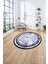 Çerçeveli Sade Modern Baskılı Yıkanabilir Kaymaz Yuvarlak Salon Halısı, Çerçeveli-Y-80-Lacivert, 4