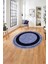 Baskılı Çerçeveli Düz Model Yıkanabilir Kaymaz Yuvarlak Salon Halısı, Çerçeveli-Y-60-Lacivert, 1