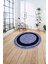 Baskılı Çerçeveli Düz Model Yıkanabilir Kaymaz Yuvarlak Salon Halısı, Çerçeveli-Y-60-Lacivert, 4