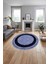 Baskılı Çerçeveli Düz Model Yıkanabilir Kaymaz Yuvarlak Salon Halısı, Çerçeveli-Y-60-Lacivert, 5