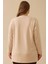 Kadın Büyük Beden Çiçek Işlemeli Sweatshirt - Bej 2