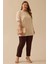 Kadın Büyük Beden Çiçek Işlemeli Sweatshirt - Bej 4