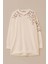 Kadın Yuvarlak Yaka Nakış Detaylı Sweatshirt - Ekru 1