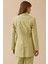 Kadın Beli Ayarlanabilir Çift Düğmeli Ceket - Yeşil 2