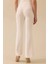 Kadın Yüksek Bel Krep Kumaş Ispanyol Paça Pantolon - Ekru 2