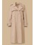 Kadın Cepli Düğmeli Diz Altı Trençkot - Bej 4