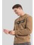 Regular Fit Pamuklu Erkek Sweatshirt Bej 3