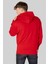 Logolu Baskılı Kapüşonlu Erkek Beyaz Sweatshirt Kırmızı 1