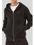 Regular Fit Kapüşonlu Tam Fermuarlı Erkek Sweatshirt Siyah 1
