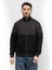 Logo Aplikeli Panelli Fermuarlı Regular Fit Erkek Sweatshirt Siyah 1