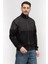 Logo Aplikeli Panelli Fermuarlı Regular Fit Erkek Sweatshirt Siyah 4
