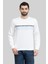 Erkek Bisiklet Yaka Sweatshirt Beyaz 1