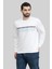 Erkek Bisiklet Yaka Sweatshirt Beyaz 2
