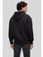 Logolu Baskılı Kapüşonlu Erkek Beyaz Sweatshirt Siyah 5