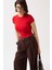 Likralı Basic Kırmızı T-Shirt 3