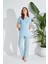 Aydoğan Kadın Mavi Desenli Viskon Kumaş Pijama Takımı 1