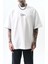 Erkek Eyes Baskılı Oversize T-Shirt Beyaz 4