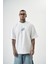 Erkek Res\'cue Baskılı Oversize T-Shirt Beyaz 1