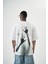 Erkek Res\'cue Baskılı Oversize T-Shirt Beyaz 3