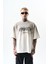 Erkek California Baskılı Oversize T-Shirt Ekru 1