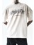 Erkek California Baskılı Oversize T-Shirt Ekru 4