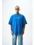 Erkek Palm Baskılı Oversize T-Shirt Mavi 1