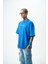 Erkek Palm Baskılı Oversize T-Shirt Mavi 2