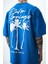 Erkek Palm Baskılı Oversize T-Shirt Mavi 5