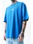 Erkek Eyes Baskılı Oversize T-Shirt Mavi 4