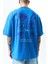 Erkek Eyes Baskılı Oversize T-Shirt Mavi 5