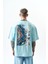 Erkek Destroy Baskılı Oversize T-Shirt Bebe Mavi 3